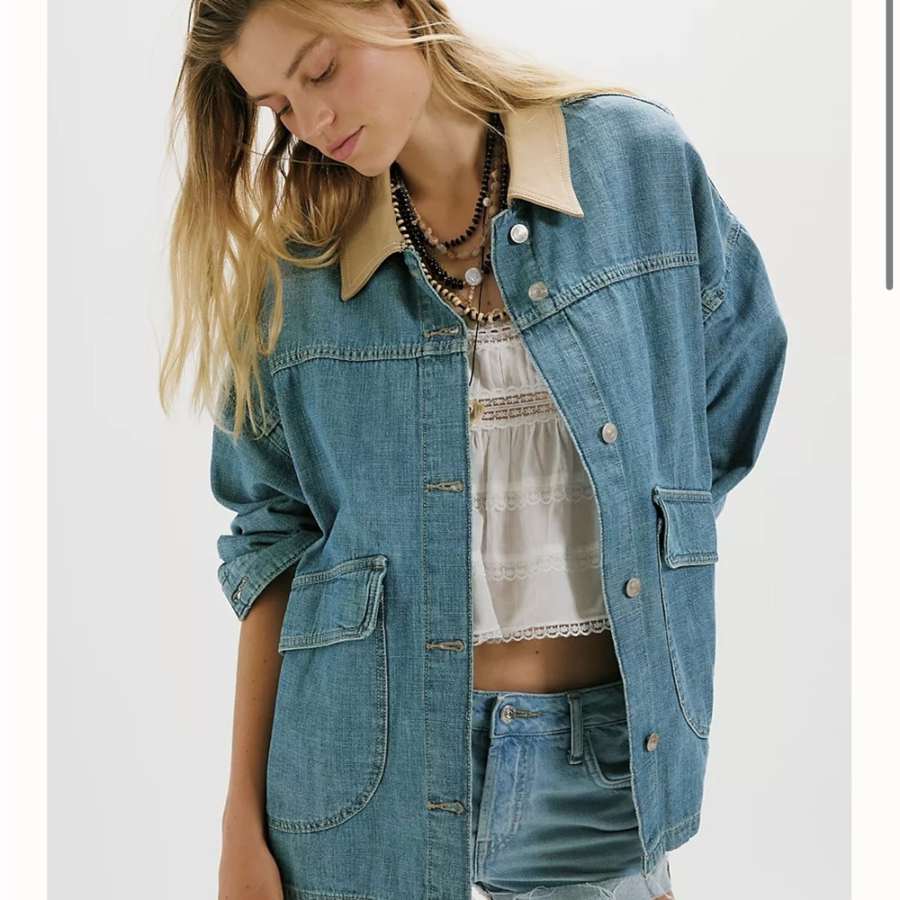 Free People lemon denim jacket